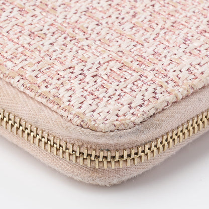 CHANEL Deauville Round Long Wallet Canvas Pink Gold-Tone Hardware Pre-Owned - Vintage La Charme