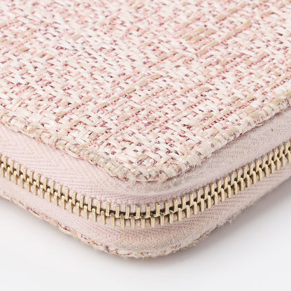 CHANEL Deauville Round Long Wallet Canvas Pink Gold-Tone Hardware Pre-Owned - Vintage La Charme