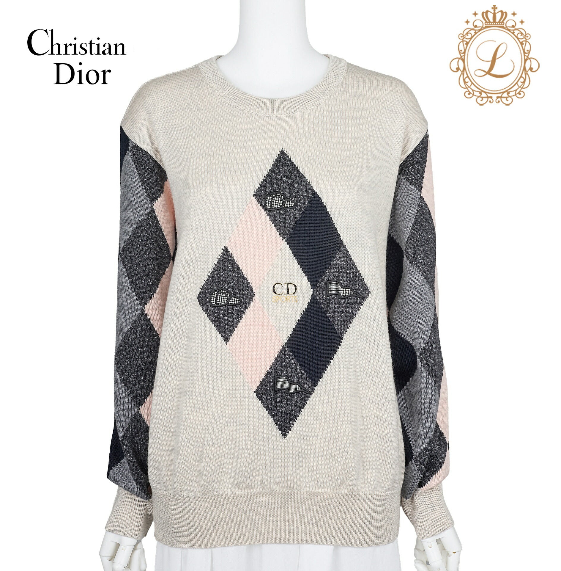 Dior Knitted Sweater Long Sleeve Cut Sew Top Wool Silk Multicolor Gold-Tone Hardware Pre-Owned - Vintage La Charme