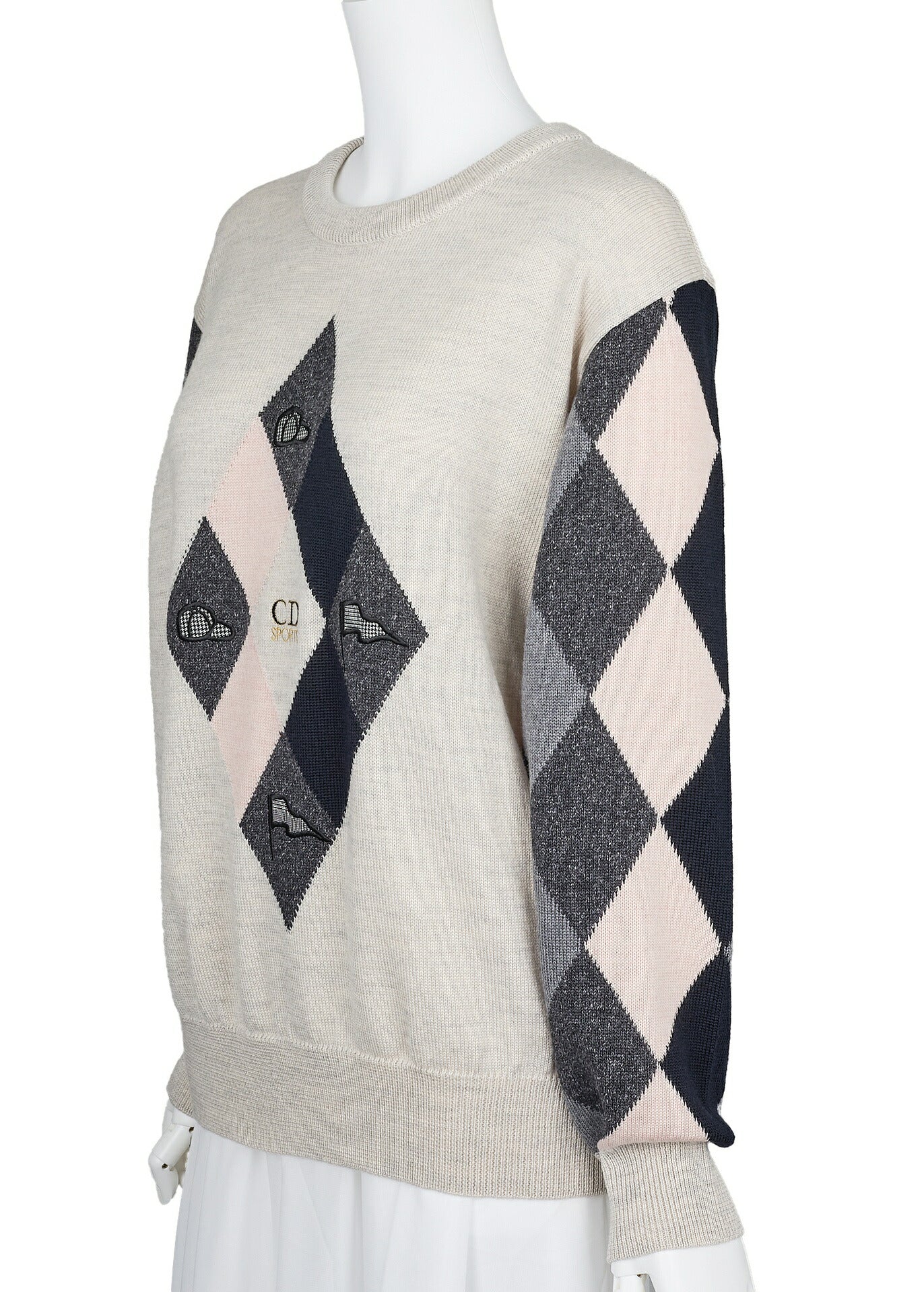 Dior Knitted Sweater Long Sleeve Cut Sew Top Wool Silk Multicolor Gold-Tone Hardware Pre-Owned - Vintage La Charme