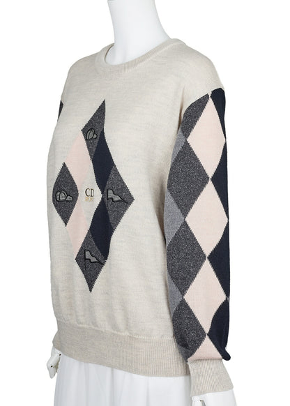 Dior Knitted Sweater Long Sleeve Cut Sew Top Wool Silk Multicolor Gold-Tone Hardware Pre-Owned - Vintage La Charme