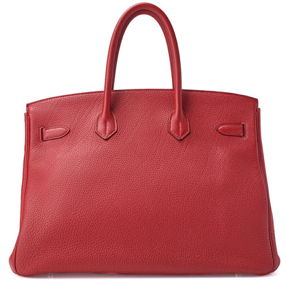 HERMES Birkin 35 Handbag Tryon Clemence Rouge Pivoine Gold-Tone Hardware Pre-Owned - Vintage La Charme