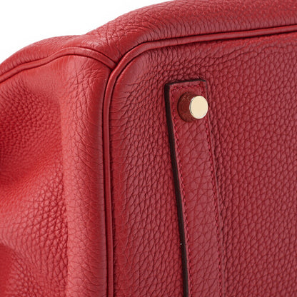 HERMES Birkin 35 Handbag Tryon Clemence Rouge Pivoine Gold-Tone Hardware Pre-Owned - Vintage La Charme