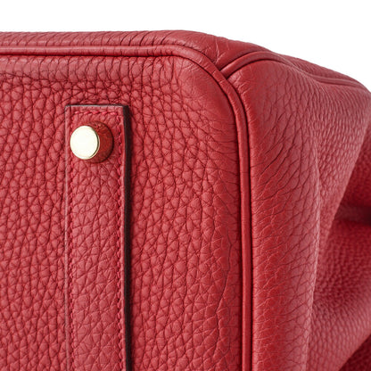 HERMES Birkin 35 Handbag Tryon Clemence Rouge Pivoine Gold-Tone Hardware Pre-Owned - Vintage La Charme