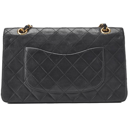 CHANEL Shoulder Bag Matelasse Double Flap Lambskin Black Gold-Tone Hardware Pre-Owned - Vintage La Charme