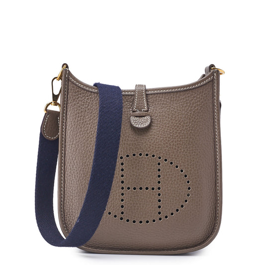 HERMES Evelyn TPM Shoulder Bag Tryon Clemence Leather Etoupe Gold-Tone Hardware Pre-Owned