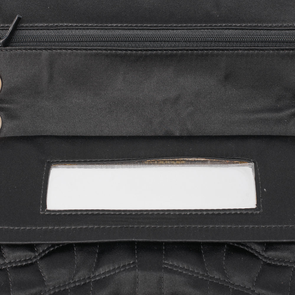 CHANEL Shoulder Bag Single Flap 2.55 Lock Satin Large Size Black Gold-Tone Hardware, Pre-Owned