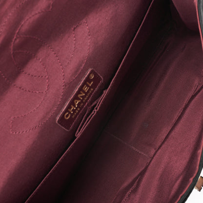 CHANEL Shoulder Bag Single Flap 2.55 Lock Satin Large Size Black Gold-Tone Hardware, Pre-Owned