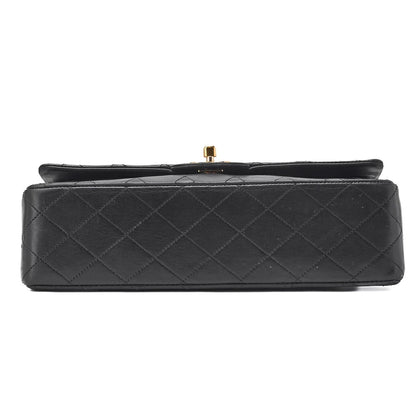 CHANEL Shoulder Bag Matelasse Double Flap Lambskin Black Gold-Tone Hardware Pre-Owned - Vintage La Charme