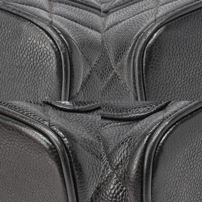 CHANEL Matelasse Reprint Tote Caviar Skin Black Silver-Tone Hardware, Pre-Owned