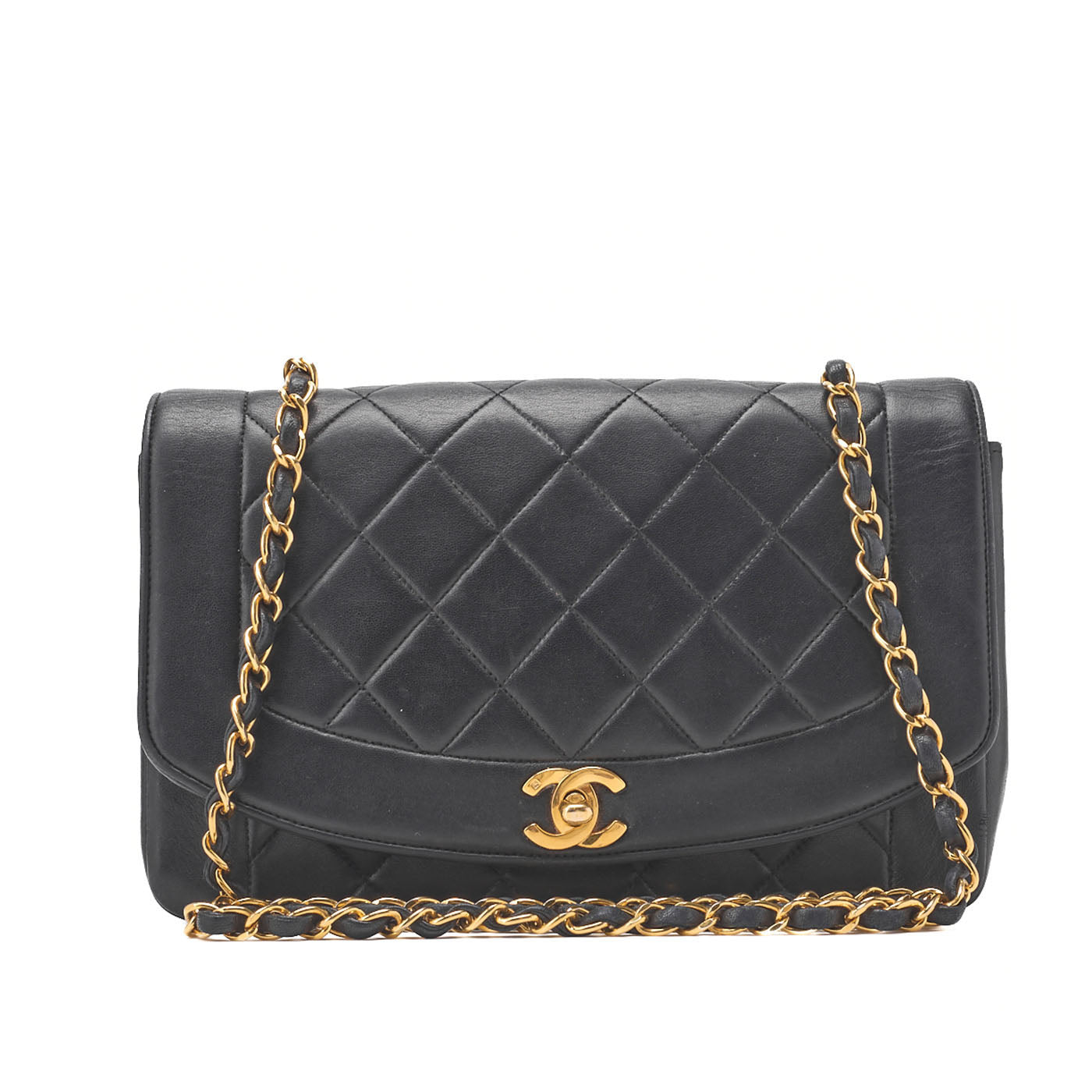 CHANEL Shoulder Tote Bag Matelasse Lambskin Black Gold-Tone Hardware Pre-Owned