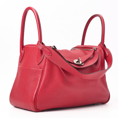 HERMES Lindy 30 2WAY Shoulder Bag Tryon Clemence Rouge Casaque Silver-Tone Hardware Pre-Owned - Vintage La Charme