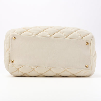 CHANEL Shoulder Tote Bag Matelasse Bubble Quilt Cotton Ivory Gold-Tone Hardware Pre-Owned - Vintage La Charme