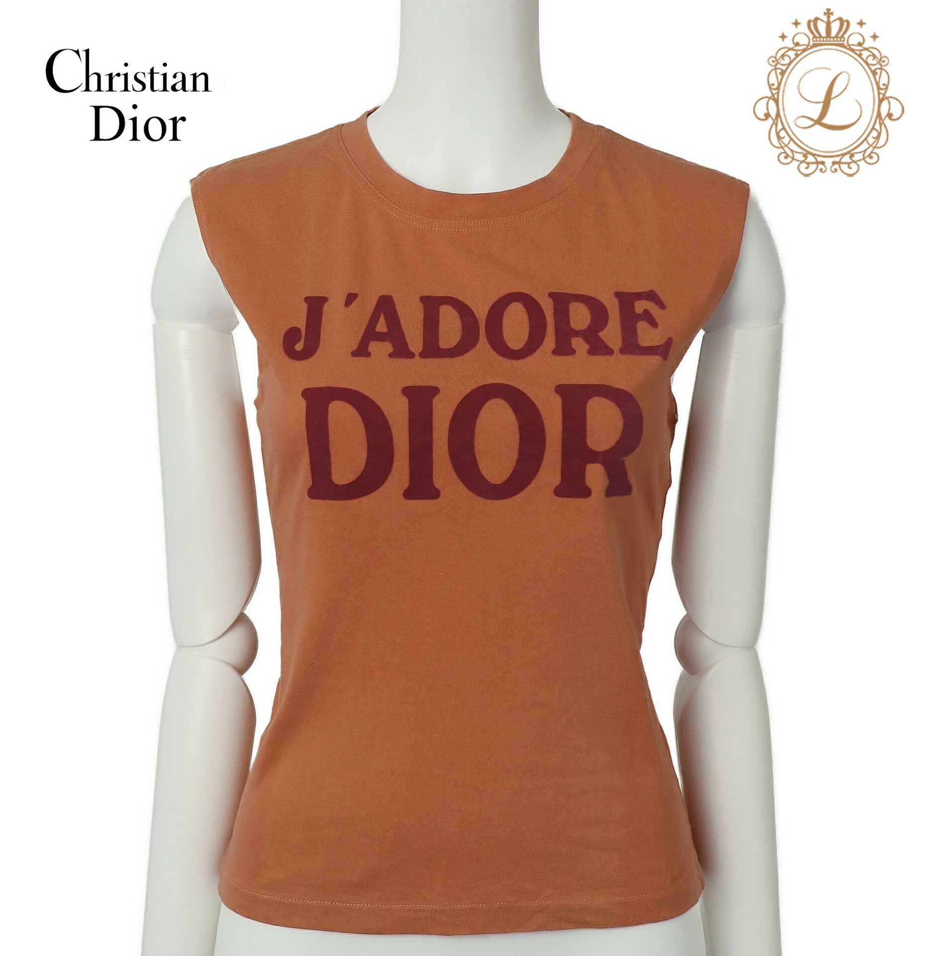 Dior Sleeveless T-Shirt Cut-and-Sew Cotton Orange Gold-Tone Hardware Pre-Owned - Vintage La Charme