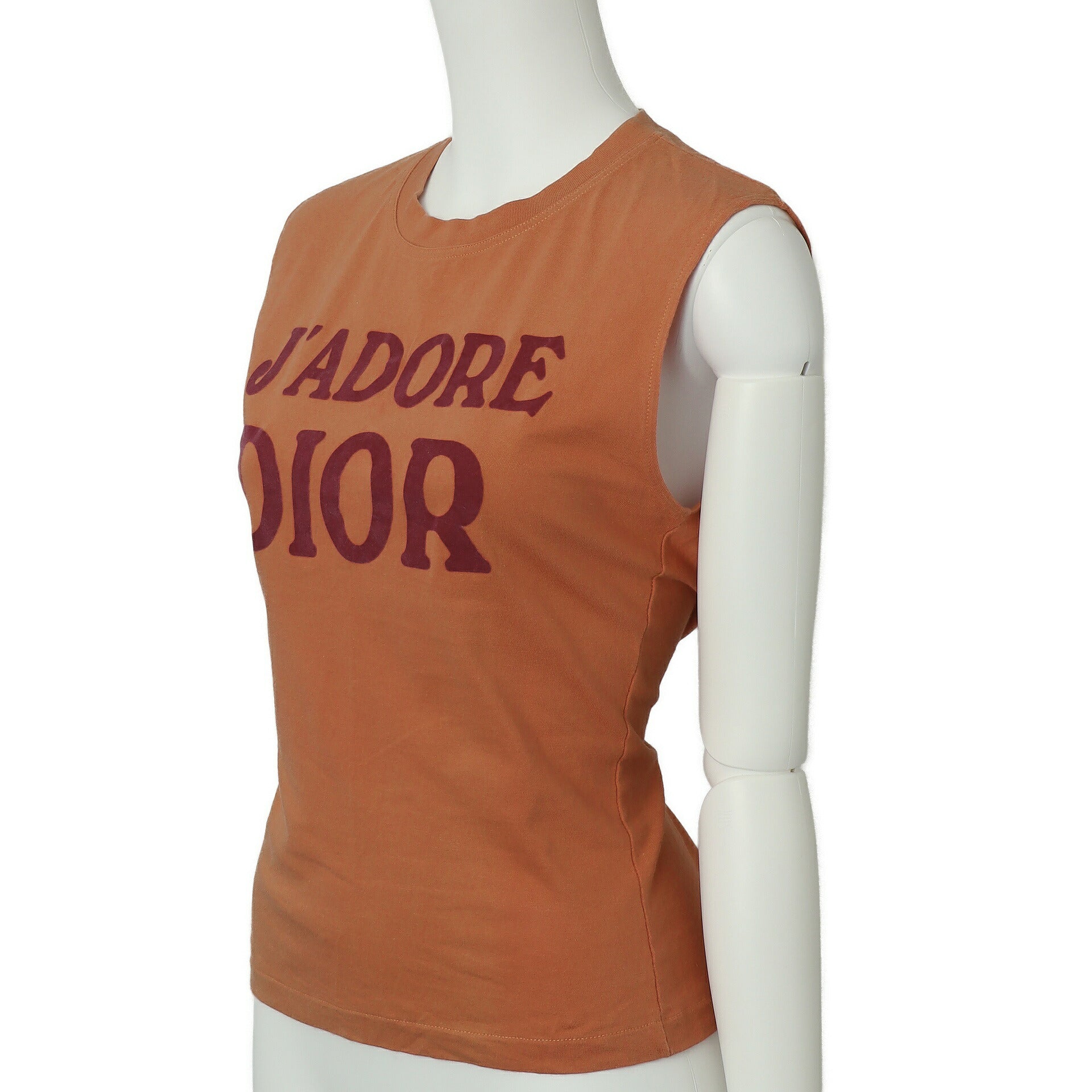 Dior Sleeveless T-Shirt Cut-and-Sew Cotton Orange Gold-Tone Hardware Pre-Owned - Vintage La Charme