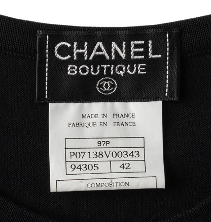 CHANEL Sleeveless Top, Coco Button, Cut and Sewn, Cotton, Black, Gold-Tone Hardware, Pre-Owned - Vintage La Charme