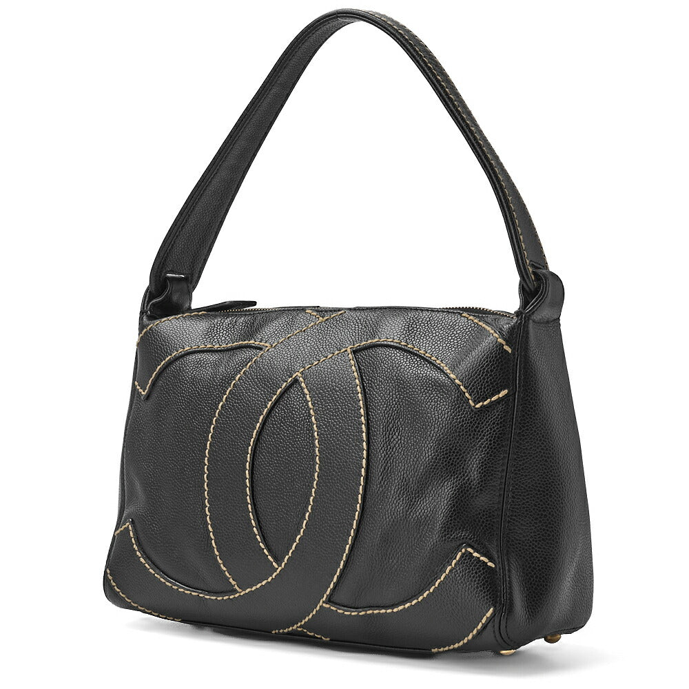 CHANEL Shoulder Bag, Coco Mark One, Caviar Skin, Black, Gold-Tone Hardware, Pre-Owned - Vintage La Charme