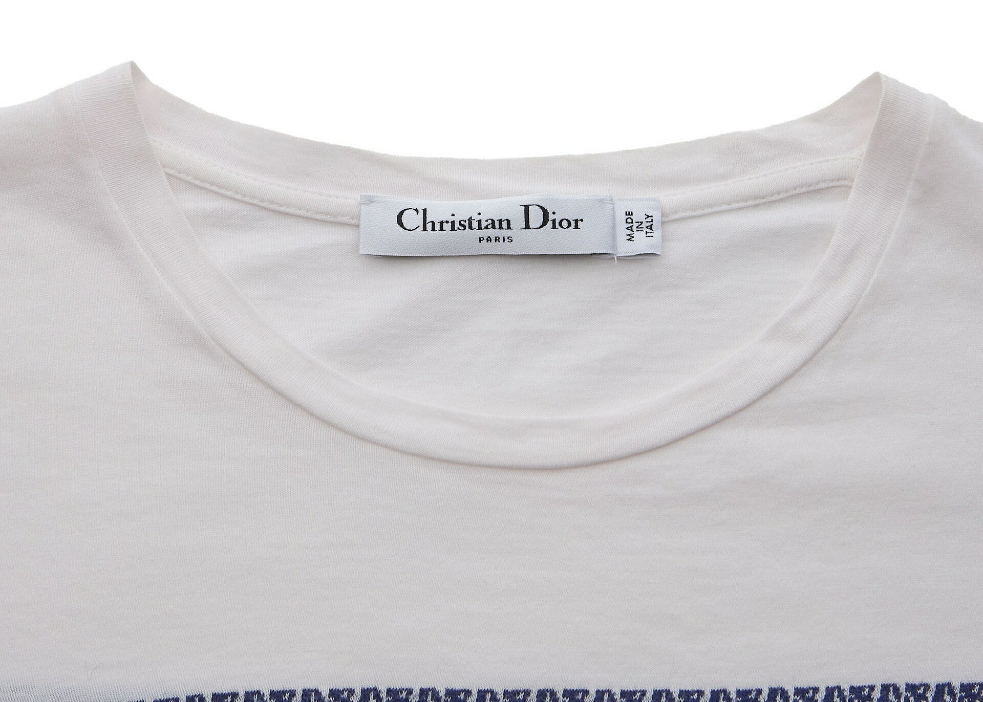 Dior Tote Bag, Logo T-Shirt, Cut-and-Sew, Cotton, White, Silver-Tone Hardware, Pre-Owned - Vintage La Charme