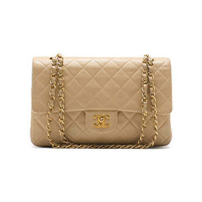 CHANEL Shoulder Bag Matelasse Double Flap Chain Shoulder Lambskin Beige Gold-Tone Hardware Pre-Owned - Vintage La Charme