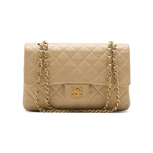 CHANEL Shoulder Bag Matelasse Double Flap Chain Shoulder Lambskin Beige Gold-Tone Hardware Pre-Owned - Vintage La Charme