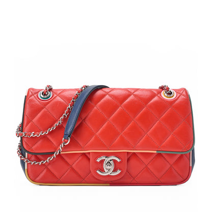 CHANEL Shoulder Bag Matelasse Denim Blue Single Flap Turn Lock Silver-Tone Hardware Pre-Owned