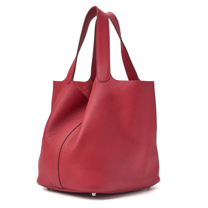 HERMES Picotan Rock GM Handbag Taurillon Clemence Rouge Casaque Silver-Tone Hardware Pre-Owned - Vintage La Charme