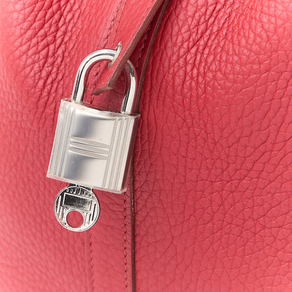 HERMES Picotan Rock GM Handbag Taurillon Clemence Rouge Casaque Silver-Tone Hardware Pre-Owned - Vintage La Charme