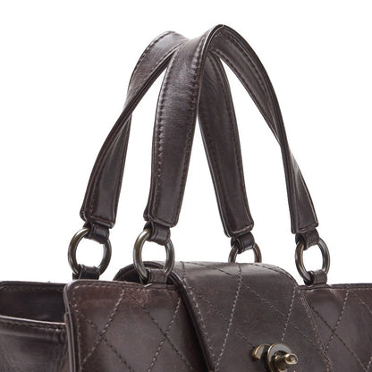 CHANEL Handbag Matelasse Lambskin Brown Gold-Tone Hardware Pre-Owned - Vintage La Charme