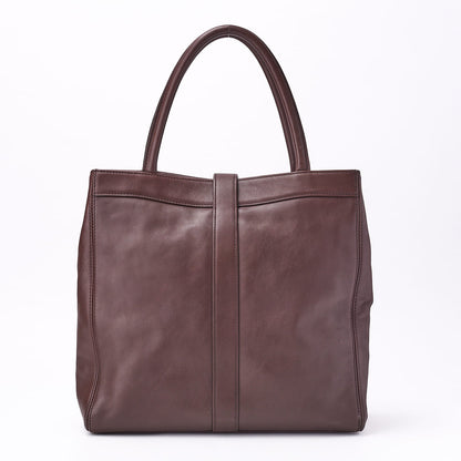 CHANEL Turn Lock Tote Bag Lambskin Brown Silver-Tone Hardware Pre-Owned - Vintage La Charme