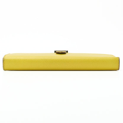 HERMES Bearn Soufflet Two-Fold Long Wallet Bicolor Vaux Epson Yellow Silver-Tone Hardware Pre-Owned - Vintage La Charme