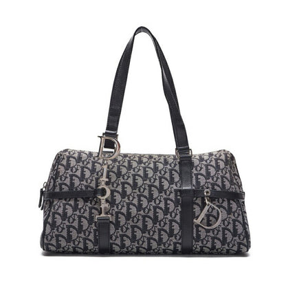 Dior Trotter D Charm Handbag, Canvas, Navy, Silver-Tone Hardware, Pre-Owned - Vintage La Charme