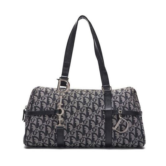 Dior Trotter D Charm Handbag, Canvas, Navy, Silver-Tone Hardware, Pre-Owned - Vintage La Charme