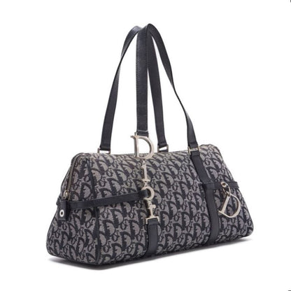 Dior Trotter D Charm Handbag, Canvas, Navy, Silver-Tone Hardware, Pre-Owned - Vintage La Charme
