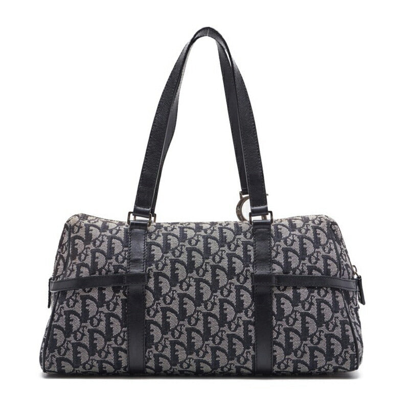 Dior Trotter D Charm Handbag, Canvas, Navy, Silver-Tone Hardware, Pre-Owned - Vintage La Charme