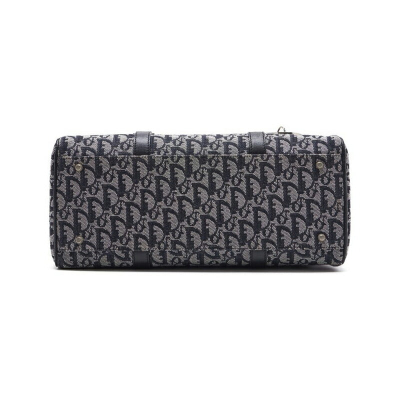 Dior Trotter D Charm Handbag, Canvas, Navy, Silver-Tone Hardware, Pre-Owned - Vintage La Charme