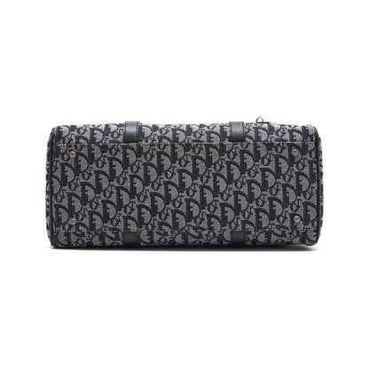 Dior Trotter D Charm Handbag, Canvas, Navy, Silver-Tone Hardware, Pre-Owned - Vintage La Charme