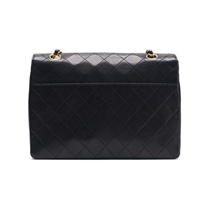 CHANEL Shoulder Bag Matelasse Design Flap Turn Lock Chain Shoulder Lambskin Black Gold-Tone Hardware Pre-Owned - Vintage La Charme