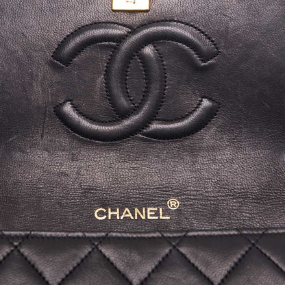 CHANEL Shoulder Bag Matelasse Design Flap Turn Lock Chain Shoulder Lambskin Black Gold-Tone Hardware Pre-Owned - Vintage La Charme