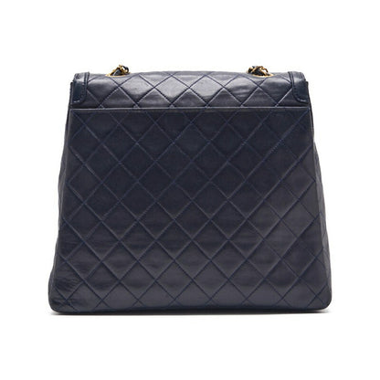 CHANEL Shoulder Bag, Matelasse Turn Lock, Lambskin, Navy, Gold-Tone Hardware, Pre-Owned - Vintage La Charme