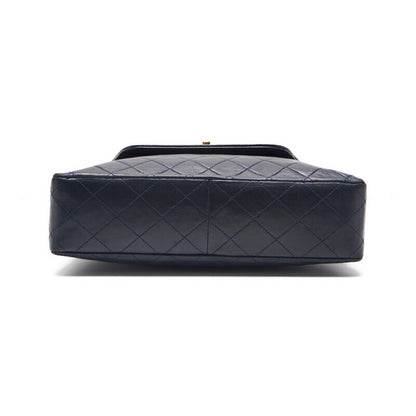 CHANEL Shoulder Bag, Matelasse Turn Lock, Lambskin, Navy, Gold-Tone Hardware, Pre-Owned - Vintage La Charme