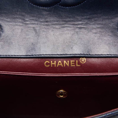 CHANEL Shoulder Bag, Matelasse Turn Lock, Lambskin, Navy, Gold-Tone Hardware, Pre-Owned - Vintage La Charme