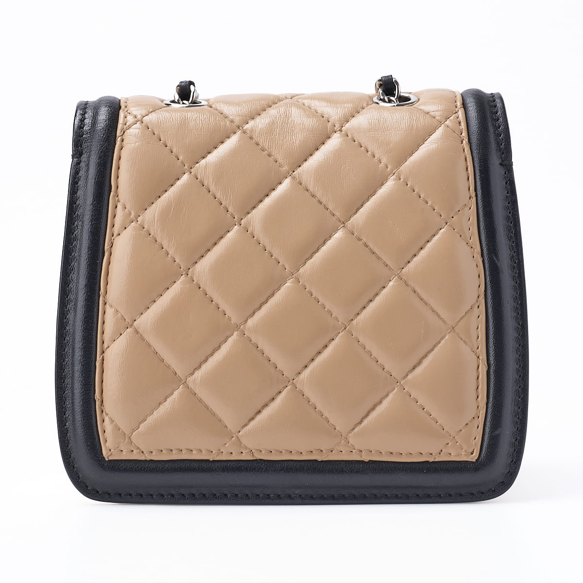CHANEL Mini Shoulder Bag, Matelasse, Turn Lock, Lambskin, Beige, Gold-Tone Hardware, Pre-Owned - Vintage La Charme