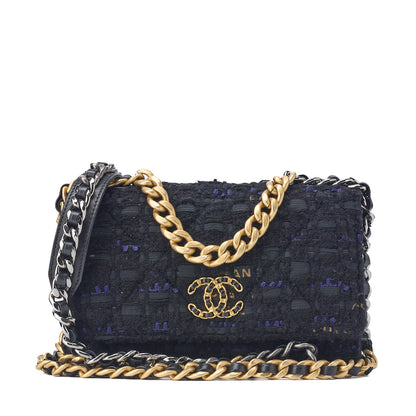 CHANEL Shoulder Bag Tote Bag Chanel 19 Matelasse Chain Wallet Tweed Black Gold-Tone Hardware Pre-Owned