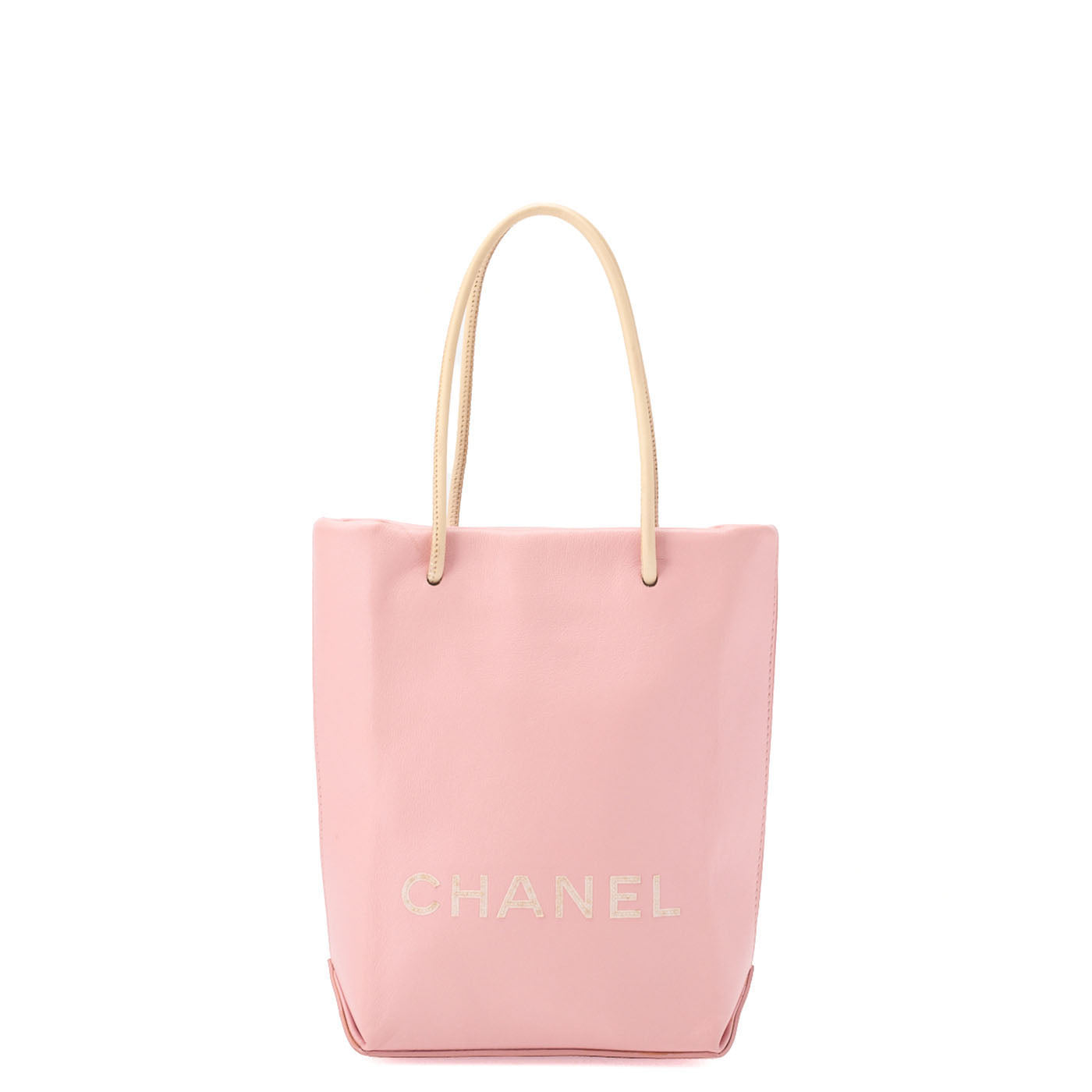 CHANEL Mini Tote Bag Essential Logo Mark Lambskin Pink Silver-Tone Hardware, Pre-Owned