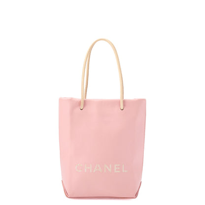 CHANEL Mini Tote Bag Essential Logo Mark Lambskin Pink Silver-Tone Hardware, Pre-Owned