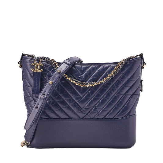 CHANEL Chain Shoulder Bag Matelassé Gabrielle de Chanel Navy Silver  Gold-Tone Hardware, Pre-Owned