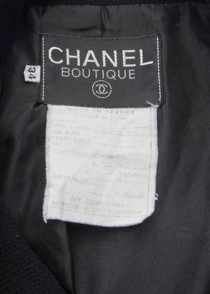 CHANEL Outerwear Coat, Coco Button, Tweed Velvet, Black, Gold-Tone Hardware, Pre-Owned - Vintage La Charme