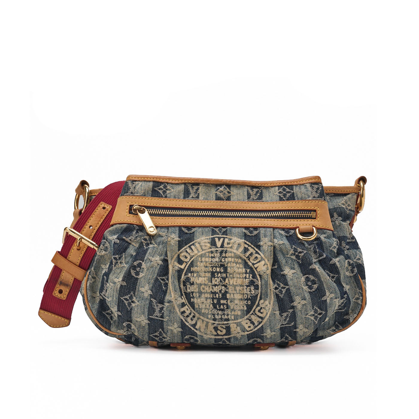 Louis Vuitton Shoulder Bag, Monogram Denim, Blue, Gold-Tone Hardware, Pre-Owned