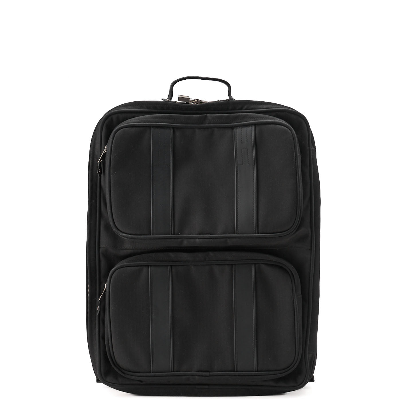 HERMES Acapulco Carry Bag Toile Chevron Black Gold-Tone Hardware Pre-Owned