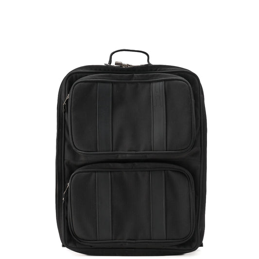 HERMES Acapulco Tragetasche Toile Chevron Schwarz Goldfarbene Hardware Gebraucht